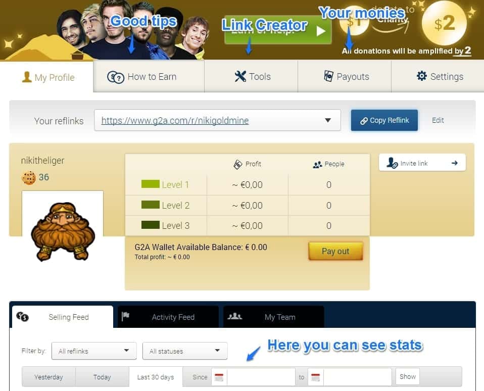 your profile in g2a goldmine