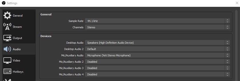 OBS Audio Settings